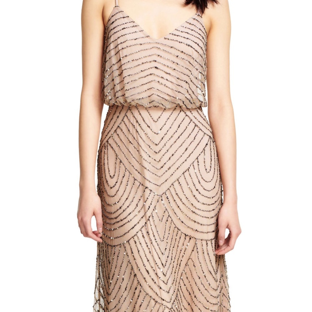 adrianna papell Art Deco beaded gown